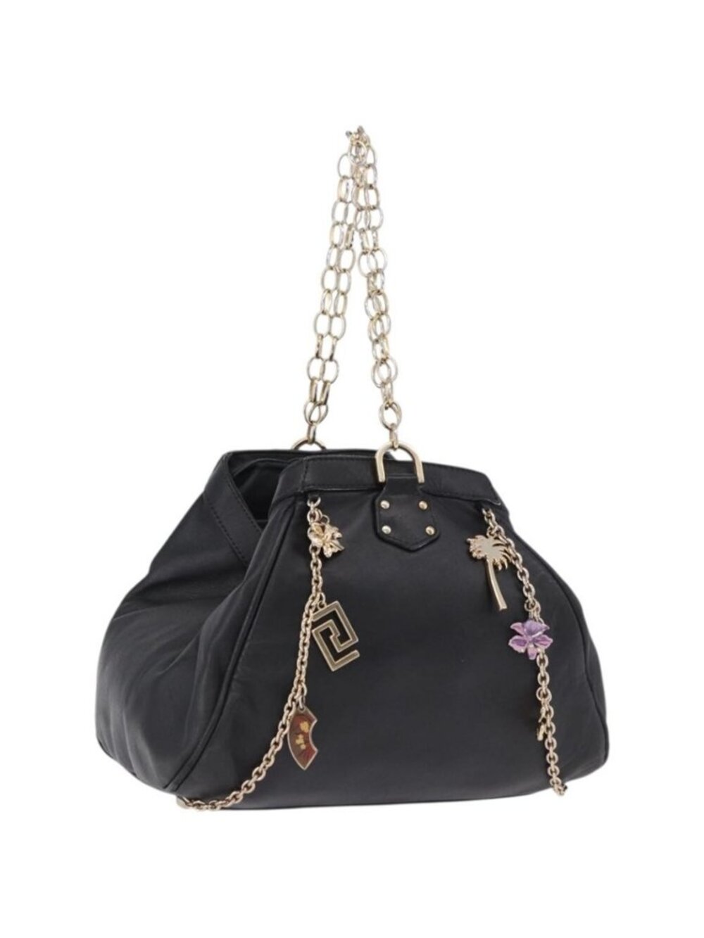 Authentic VERSACE Chain Shoulder Bag Leather H&M Collaboration Black Gold